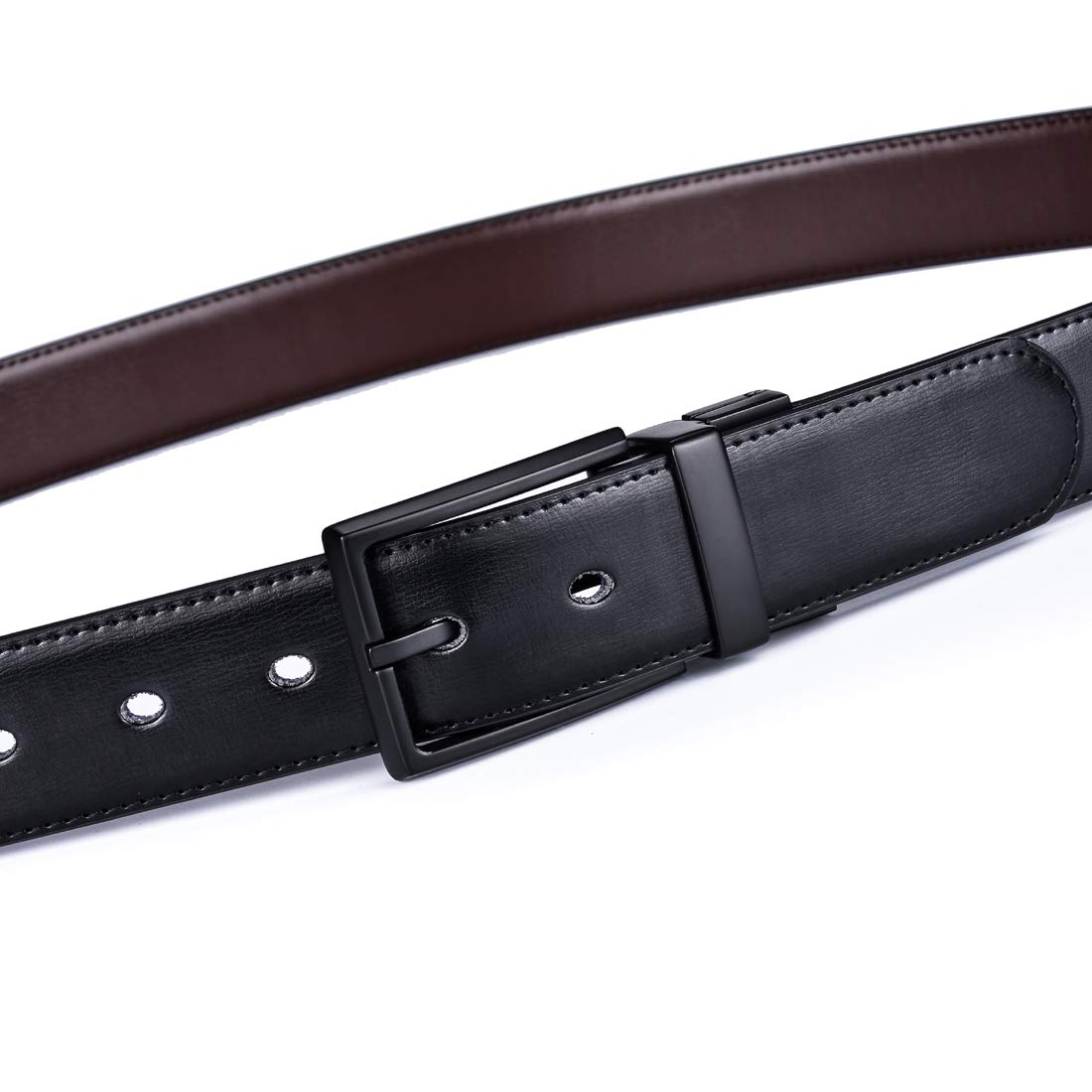 beltox fine Men's Dress Belt Leather Reversible 1.25" Wide Rotated Buckle Gift Box（Black/Brown Belt with 0440 Black Buckle,28-30）