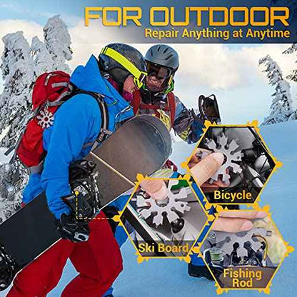 Snowflake Multi Tools Gifts for Men Christmas Stocking Stuffers for Men Adults Dad Teens 20-in-1 Multitools Pocket Size Mini Gadgets Screwdriver Wrench Bottle Opener