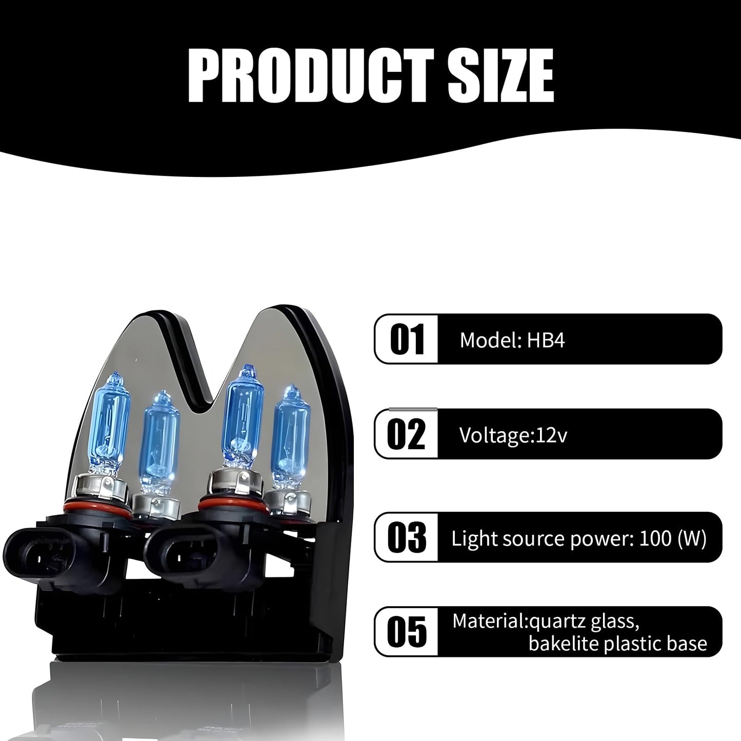 Flygun 9006 Car Halogen Bulbs, Ultra White Light, 12V 100W, 2 PCS, High Beam Low Beam, Fits Most Cars, Trucks, SUVs