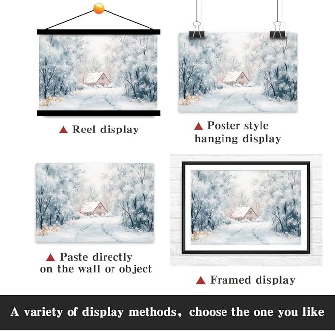 Yesad Winter Wall Art, Winter Forest Canvas Prints Country Wall Art Rustic Wall Décor for Living Room Bedroom Farmhouse Decorations Landscape Pictures Prints Nature Poster (Unframed,12”x8”, Winter)