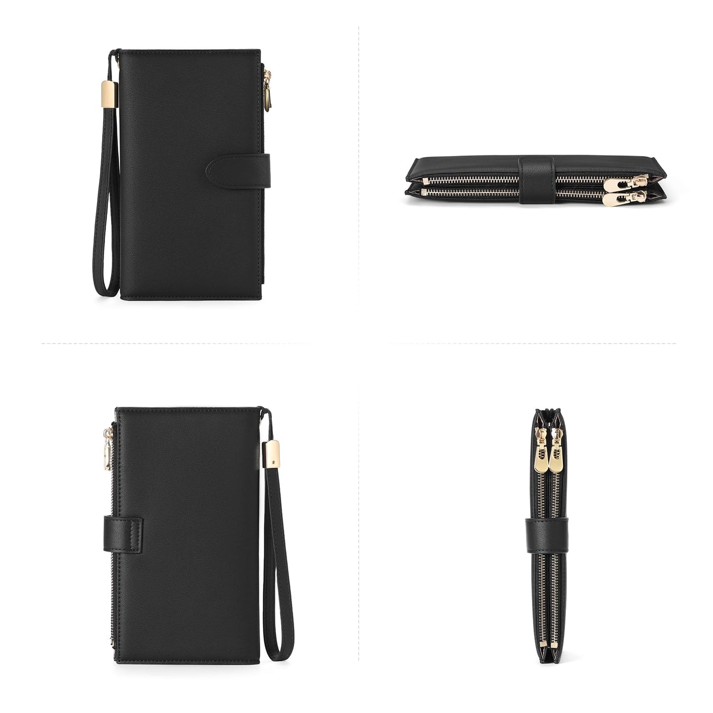 FALAN MULE Wallet Women Multi Card Slim Leather RFID Blocking Credit Card Holder Wallet Purse with Zipper Pocket