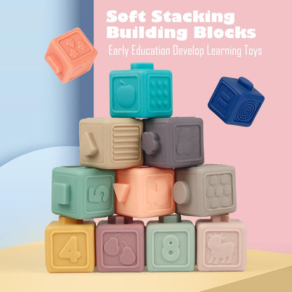 Weilim Montessori Toys Soft Stacking Building Blocks Rings Balls Sets 3 in 1 Baby Toys Bundle for Babies 6-12 Months Sensory for Toddlers 1-3 Teething Bath for Infants Learning Toy