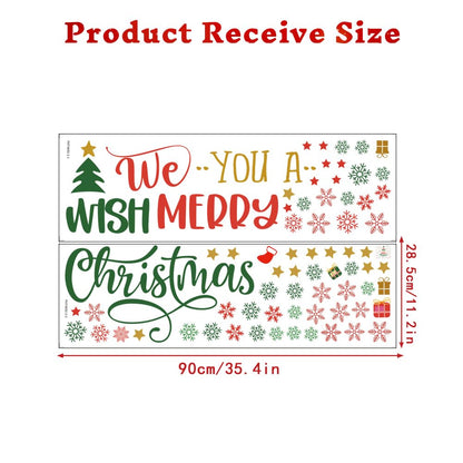 Christmas Tree Wall Decals Merry Christmas Quotes Wall Stickers Xmas Tree Snowflake Wallpaper Christmas Decorations Peel and Stick Removable Vinyl Wall Art for Bedroom