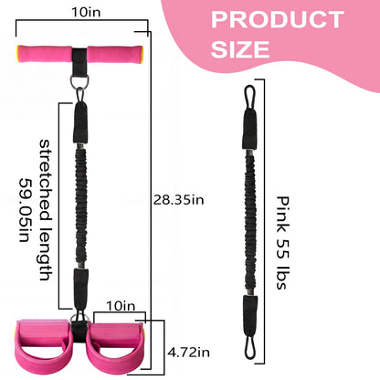 Upgraded 55lb Pull Pedal Resistance Band with Handle - Fashion Puller Exercise Tool, Thickened Built-in Latex Tube Pedal Resistance Device & Soft Nitrile Rubber Footrest for The Core(Pink)