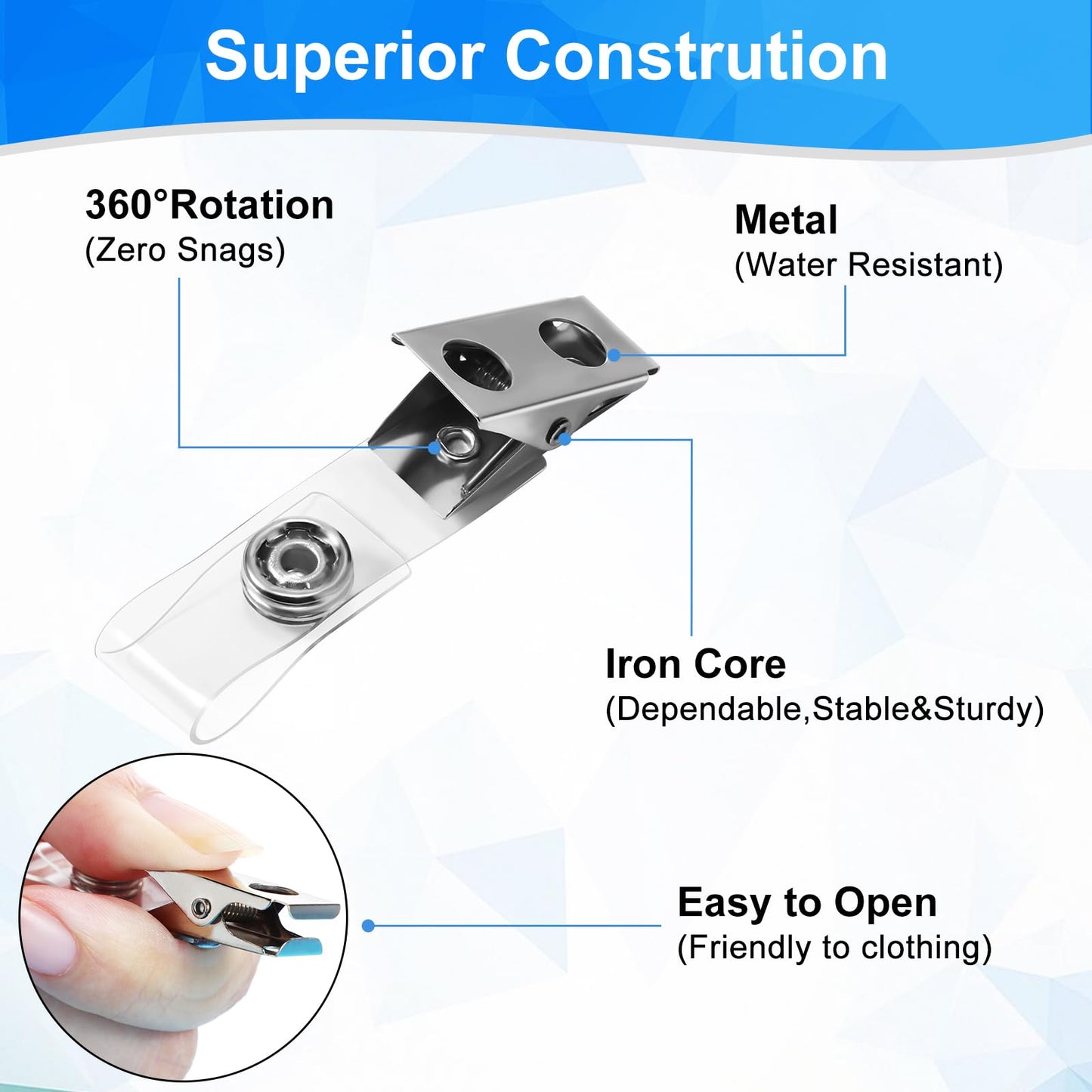 Marspark 400 Pack Metal Badge Clips with PVC Straps Double Hole ID Badge Clips for Name Tag ID Cards Holders, Office Supplies(Silver)