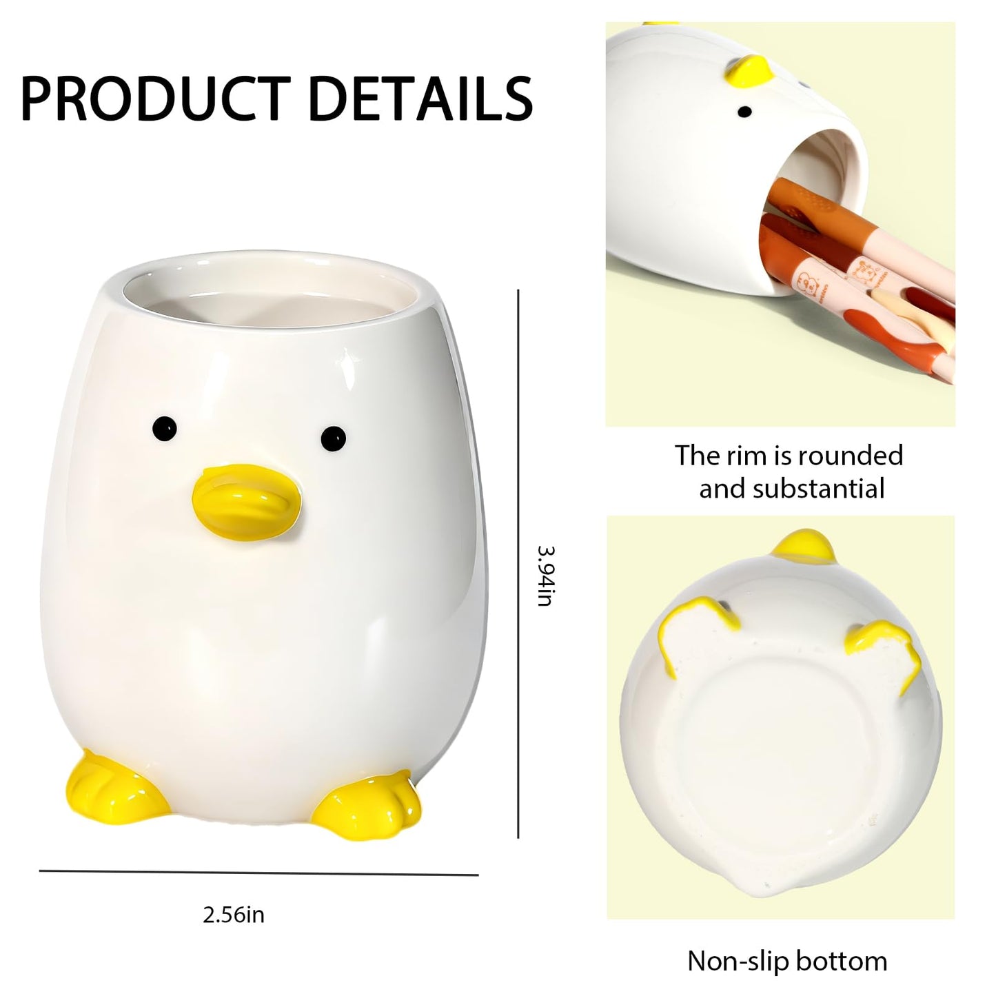 Desk Organizer Set of 2 For Office School Ceramic Pen and Paper Clip Holder for Desk Cute Cartoon Animal Stand Pencil Cup Pot Desk Organizer - Set incl. Ceramic Pen Holder and Paper Clip Holder