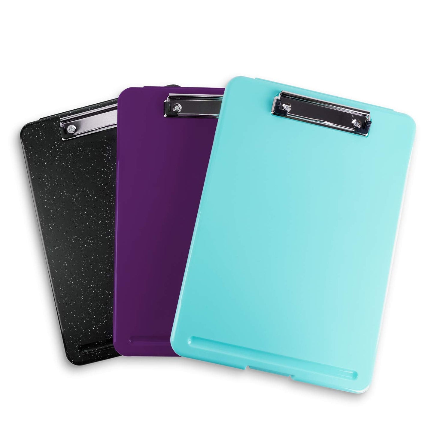 Super Z Outlet Slim Plastic Nursing RN Style Coaches Clipboard with Open Foldable Storage, Classroom Teacher College Size (9.5" x 13.5") (3-Pack (Assorted Alternate))