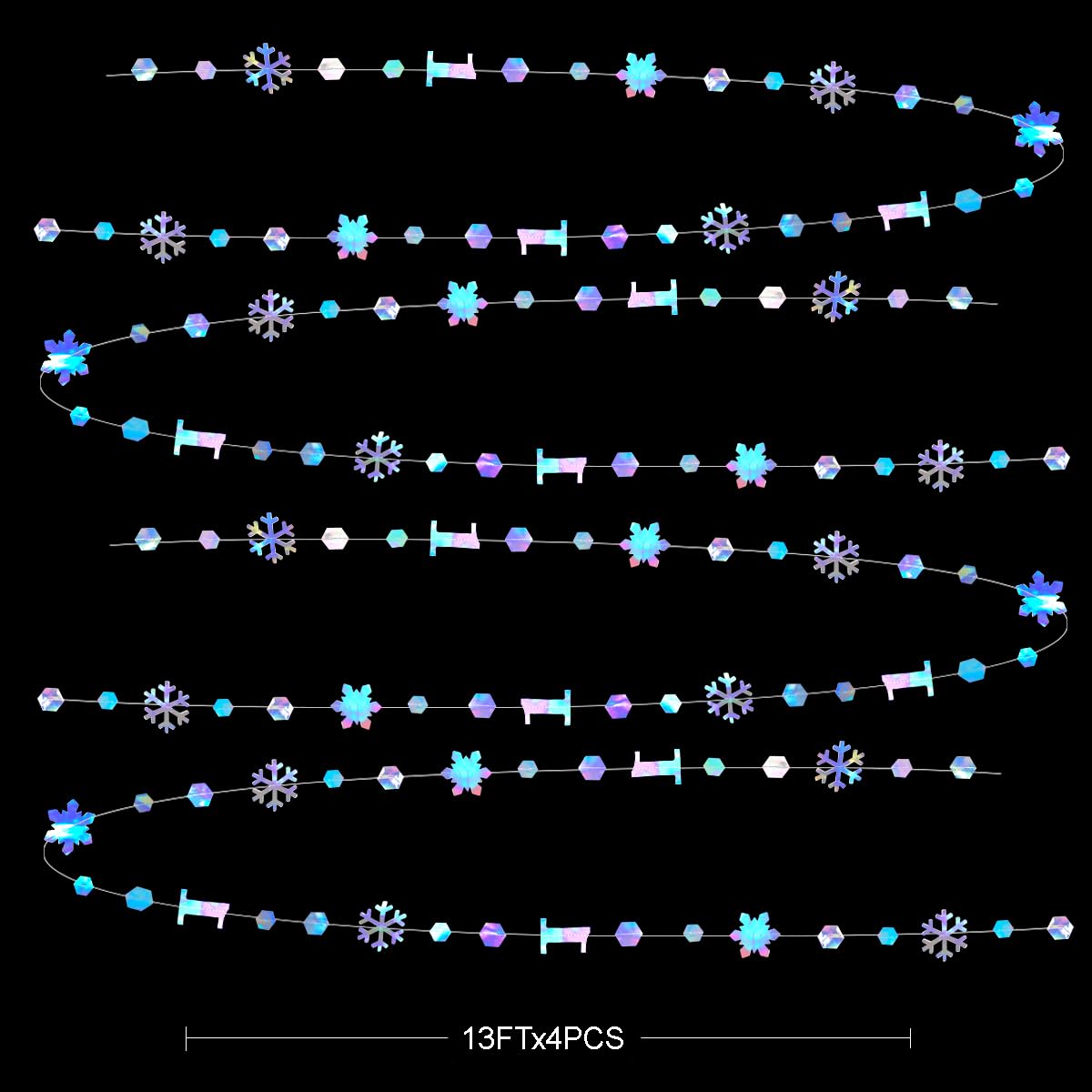 52Ft Winter Onederland Birthday Decorations Iridescent Snowflakes 1st Holographic Paper Snowflakes Garland Streamer for Winter Wonderland Christmas Frozen Snowflake First Birthday Party Supplies