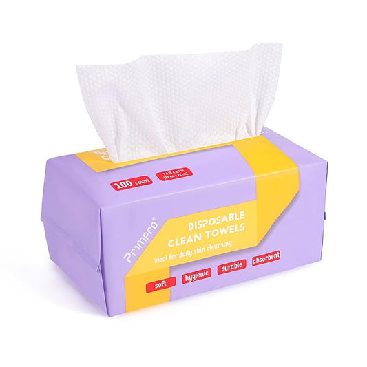 100 Count Disposable Face Towels Ultra Soft Hand Washcloth Lint-Free Dry Wipes