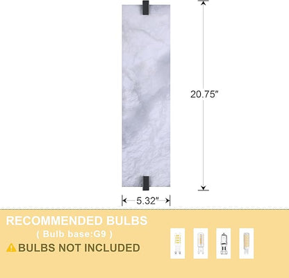 2 Pack 4 Light Square 20.75" Alabaster Marble Bathroom Wall Sconce Modern Concise Style Wall Light Fixture,Dark Gray Finish for Bedroom Hallway Bedside