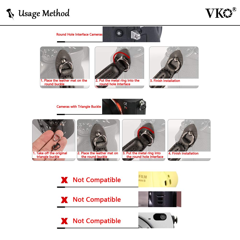 VKO Vintage Camera Neck Strap,Nylon Rope Camera Shoulder Straps for Photographers Film DSLR Black
