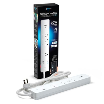 Geeni Smart Surge Protector 6-Outlet Power Strip – Wi-Fi Enabled with Voice Control (Alexa, Google Assistant), Surge Protection, 3ft Extension Cord, Remote Access