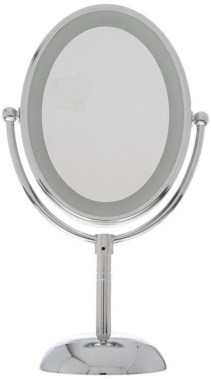 Conair Lighted Makeup Mirror, LED Vanity Mirror, 1X/7X Magnifying Mirror, Double Sided, Corded in Polished Chrome
