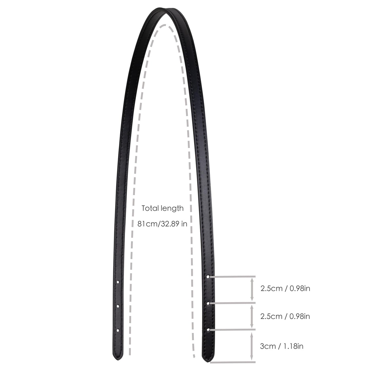 ALLZEDREAM Microfiber Leather Purse Strap Replacement Tote Bag Handbag Shoulder Handles 2 Pcs, Black, 1.5cm