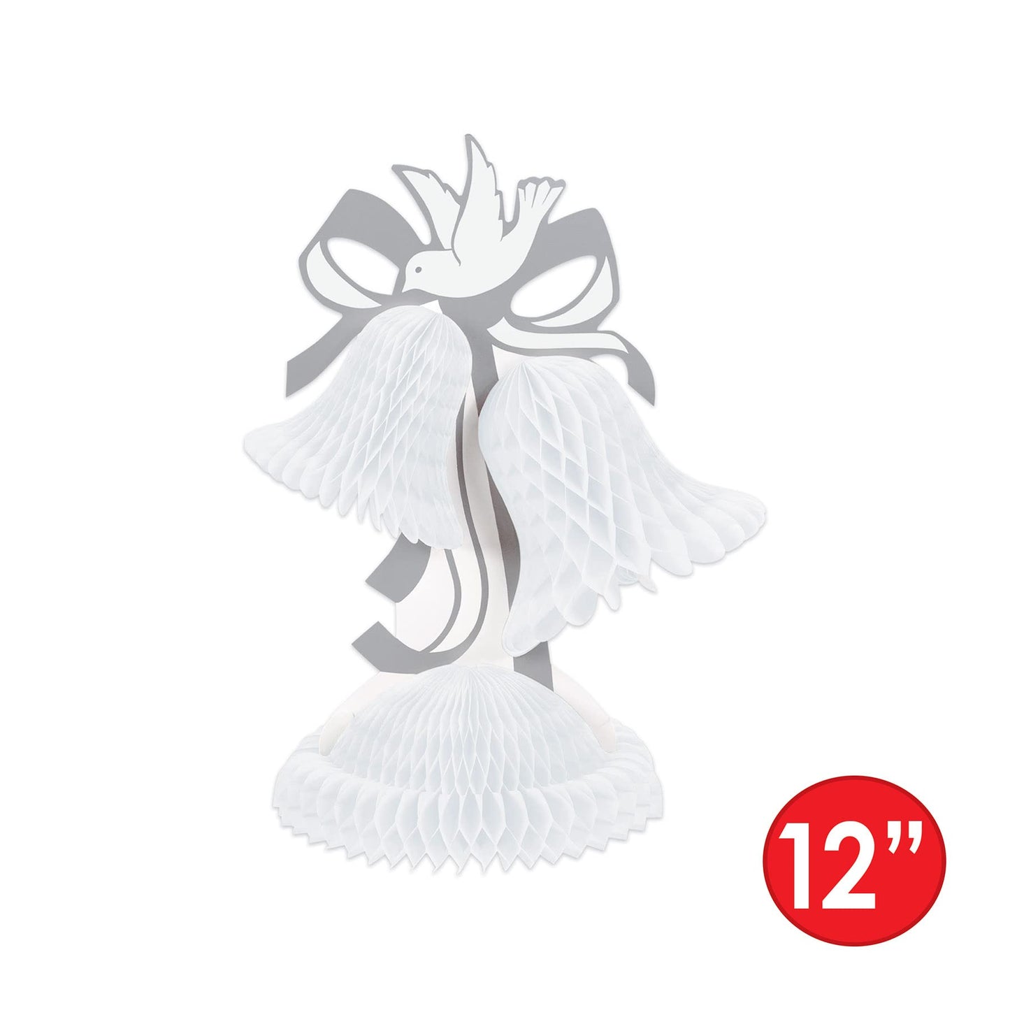 Beistle 2 Piece Honeycomb Tissue Bell Centerpieces For Wedding Decorations, Bridal Shower Décor, Anniversary Party Supplies