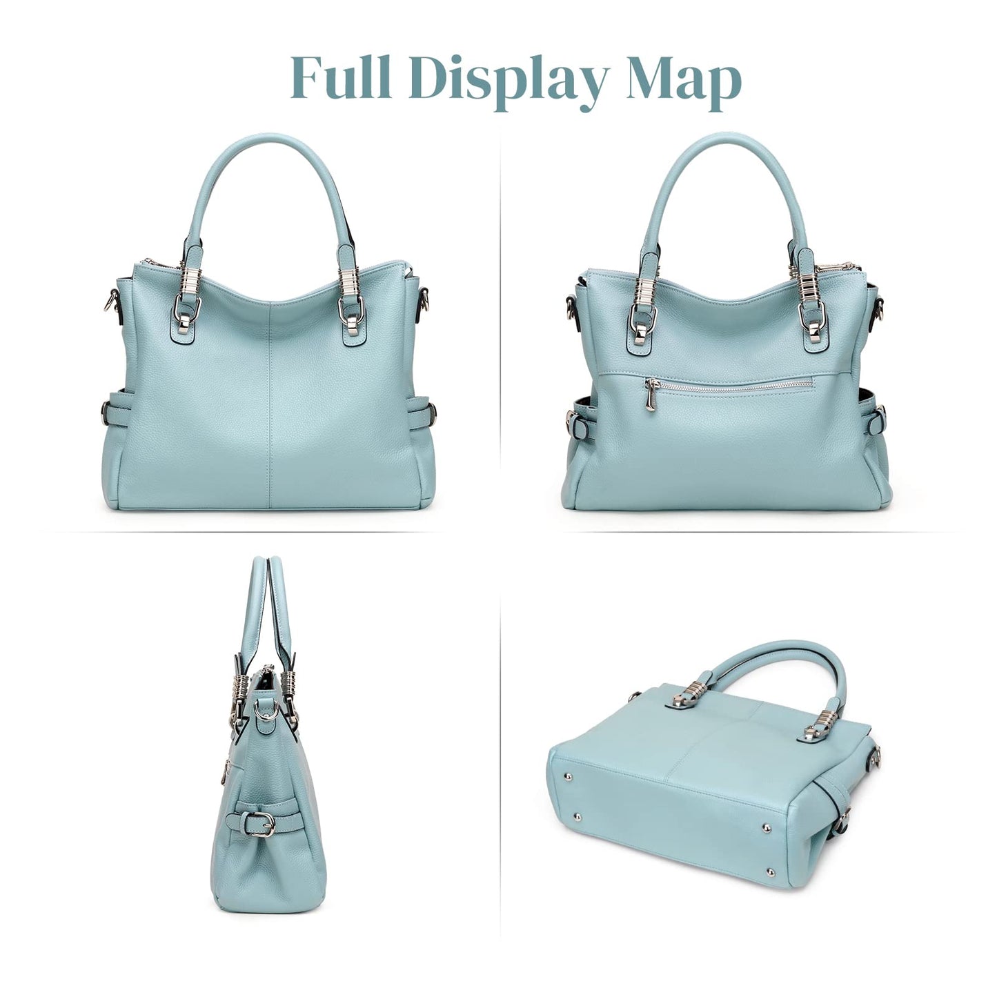 S-ZONE Women Genuine Leather Handbag Shoulder Purse Satchel Tote Crossbody Bag