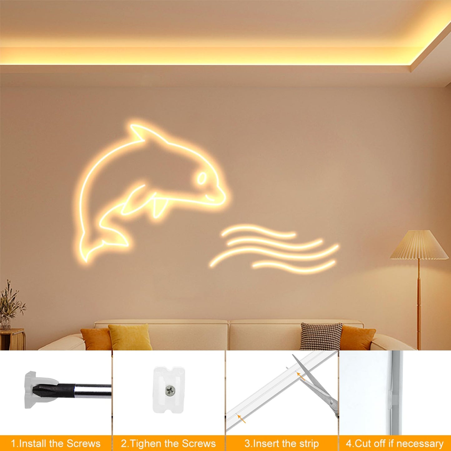 DBFAIRY 33Ft LED Neon Rope Lights, 24V Dimmable LED Strip Lights DIY Flexible Silicone Waterproof Neon Strip Lights for Bedroom Gaming Bedroom Outdoor Decor (Warm White)