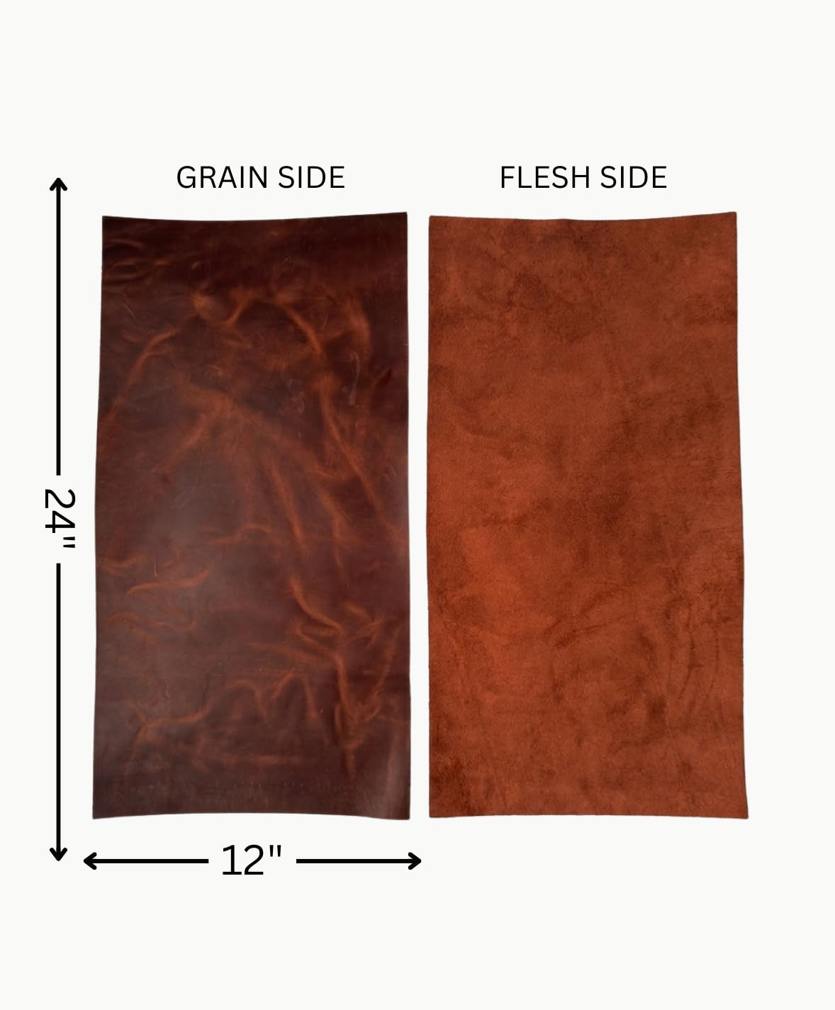 12"x24" Genuine Full Grain Crazy Horse Leather Sheets for Crafts | 2mm 5oz Thick Oil Tanned Pull-Up Cowhide | Pre-Cut Leather Pieces for Wallets, Belts, Bags & Sheaths (Mocha)