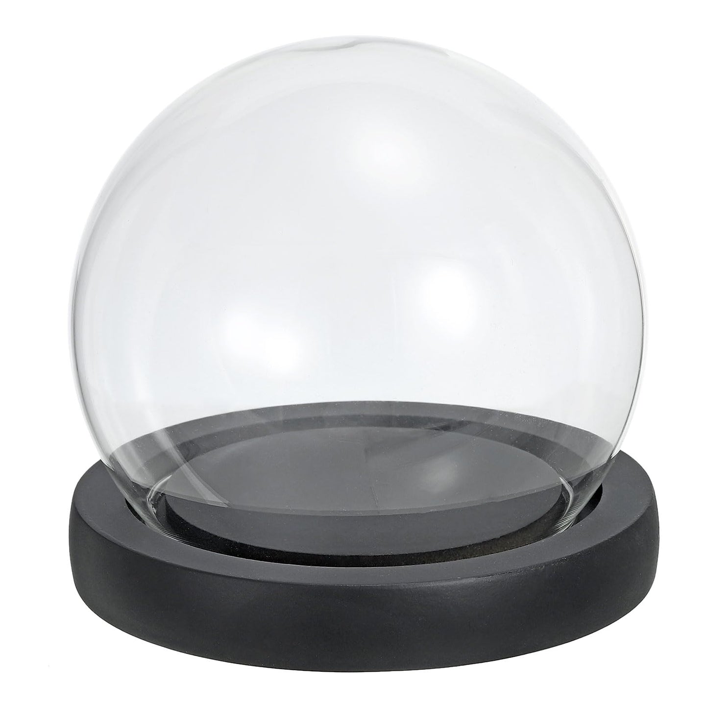 PATIKIL 4.1" Clear Cloche Glass Dome, Glass Bell Jar Globe Display Case Tabletop Centerpiece with Black Wooden Base for Succulents Christmas Decor