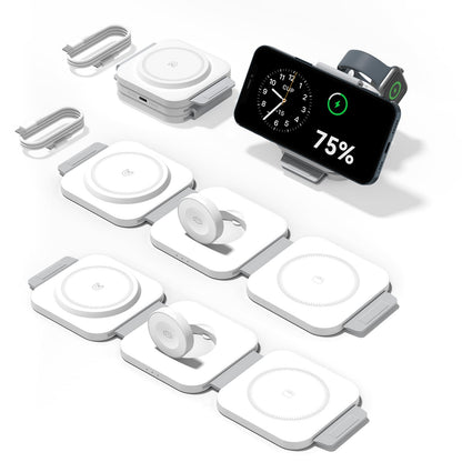 3 in 1 Charging Station for Apple Multiple Devices, Foldable Magnetic Fast Wireless Charger Dock, Travel Charging Pad for iPhone 17 16 15 14 13 12 Pro Max Plus Apple Watch Series & AirPods 4/3/2/Pro
