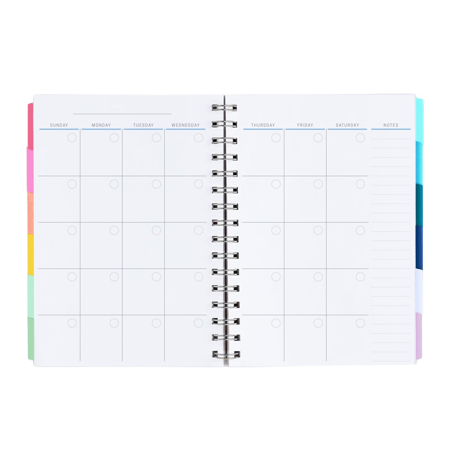 Inspired by Erin Condren A5 Undated Planner, Spiral Bound Daily & Weekly Planner with Monthly Tabs, Portable Organizer for Productivity, Goal Setting, Includes Sticker Sheets, Colorful Stripes Design