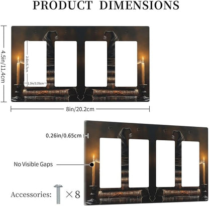 Decorative Art Light Switch Covers Wizard’s Hat & Spellbooks 4 Gang Rocker Decora Outlet Covers Electrical Faceplate GFCI Wall Plate for Home Decor