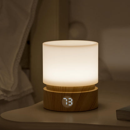 Smilodon Timer Night Light,Dimmable LED Bedside Lamp,Night Light Kids and Baby Nursery,Woodgrain,Sleep Aids Light,Rechargeable,Battery Operated