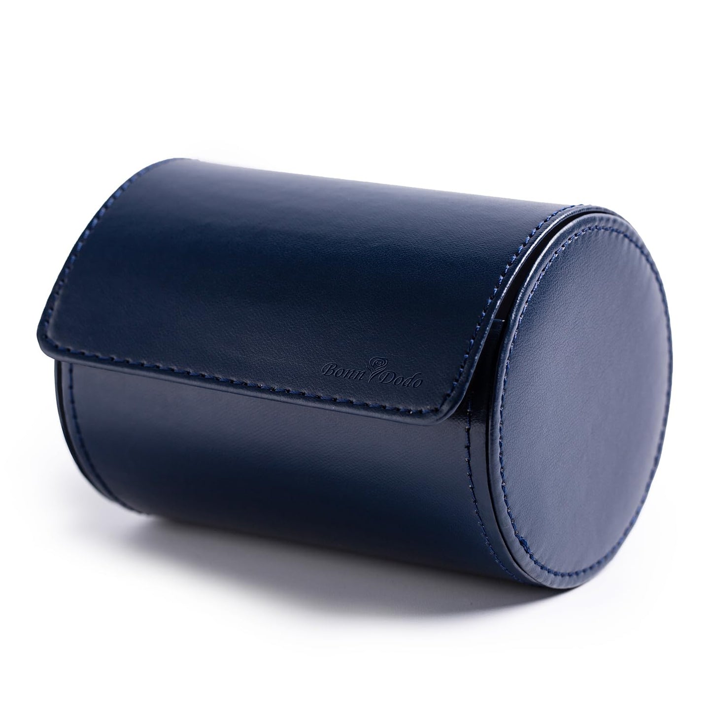 Tie Box for Men 's PU Ties case Necktie Organize Cylinder Leather Men’s Storage Portable Tie Roll for Travel Business Gifts (Dark Blue)