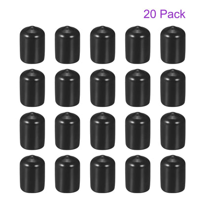 DMiotech 20 Pack 1/2" ID Black Screw Thread Protectors Rubber End Caps Bolt Covers for Screw Bolt Furniture Pipe