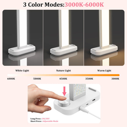 iVict Nail Desk Lamp, 34" Nails Tech Light with Phone Stand, 0-100% Adjustable Brightness, 3000K-6000K Color Temperature Led Desk lamp for Nail, Tattoos, Eyebrows, Beauty(Diamond, Large)