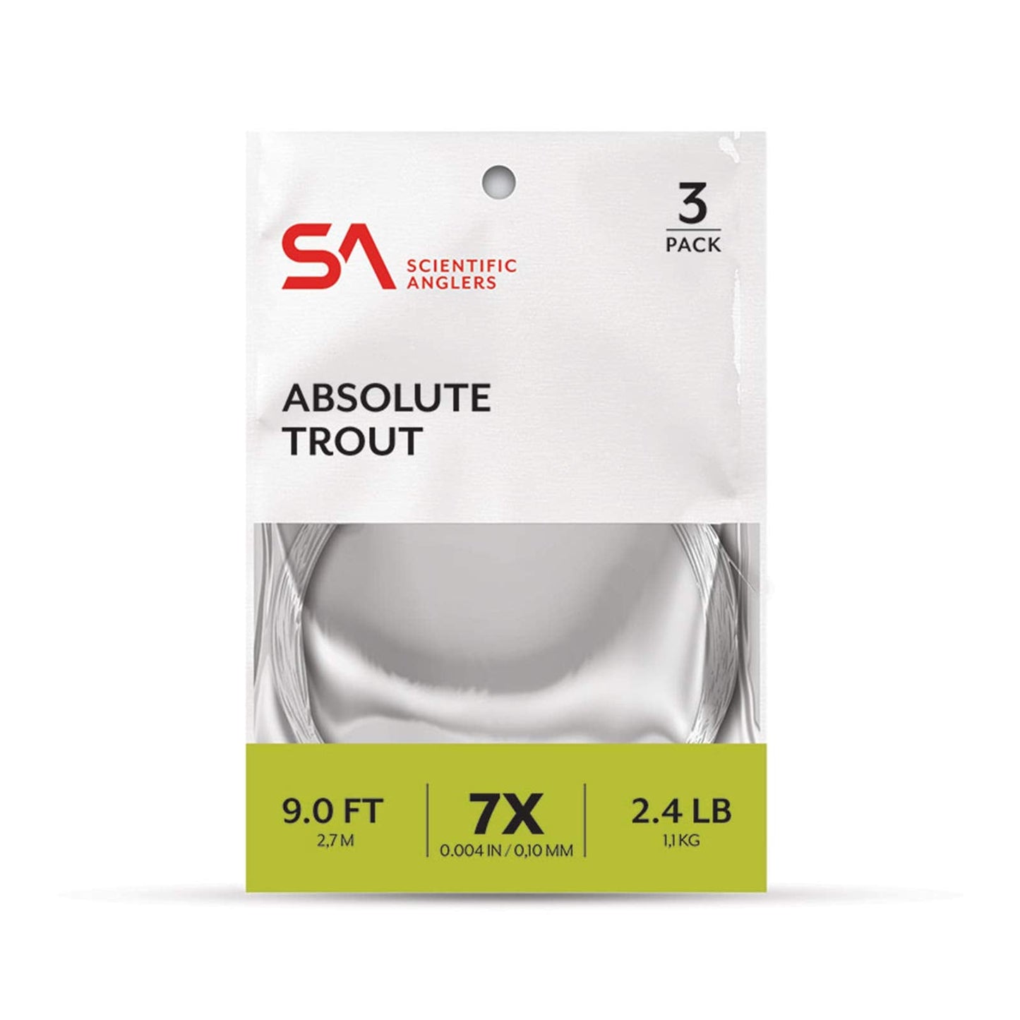 Scientific Anglers Absolute Trout Fly Fishing Leader 3 Pack, 7.5ft - 4X