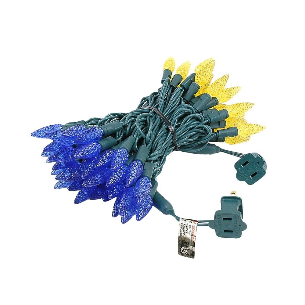 Novelty Lights 24FT 70 LED C6 Christmas String Lights, Outdoor Tree Commercial Grade Permanent Decorations (Blue/Yellow)