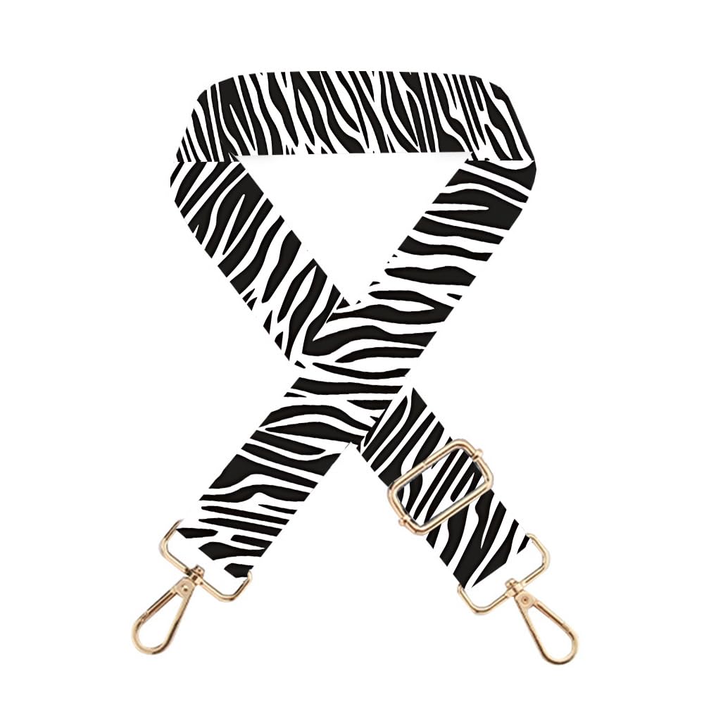 WDESYADMS Adjustable Replacement Bag Strap 55.1×2 Inch Zebra Print Wide Shoulder Crossbody Purse Strap with Metal Hooks Comfortable Lightweight Handbag Strap Replacement for Tote Messenger Bag