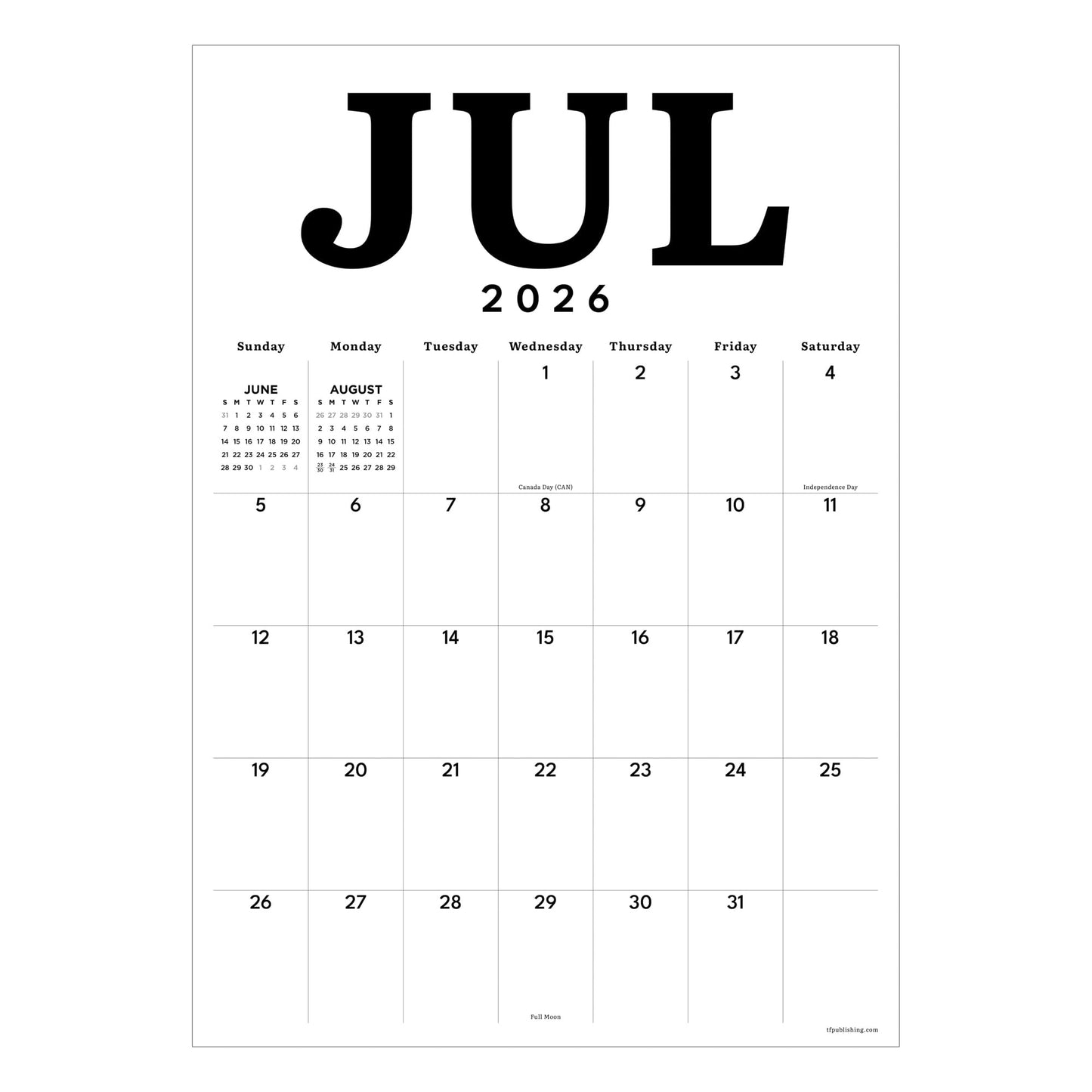 TF Publishing July 2026 - June 2027 Medium Art Poster Wall Calendar with Premium Paper Tear-Off Sheets - 12 Month Academic Year 2026-2027 Desk or Hanging Office Calendar for Schedules - 12 in x 17 in