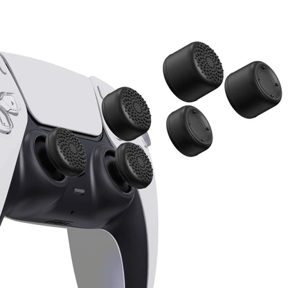 PlayVital Black Ergonomic Thumbstick Grips for PS5, PS4, for Nintendo Switch Pro, Xbox Series X/S, Xbox One, Xbox One X/S Controller - with 3 Height Convex and Concave - Raised Dots & Studded Design