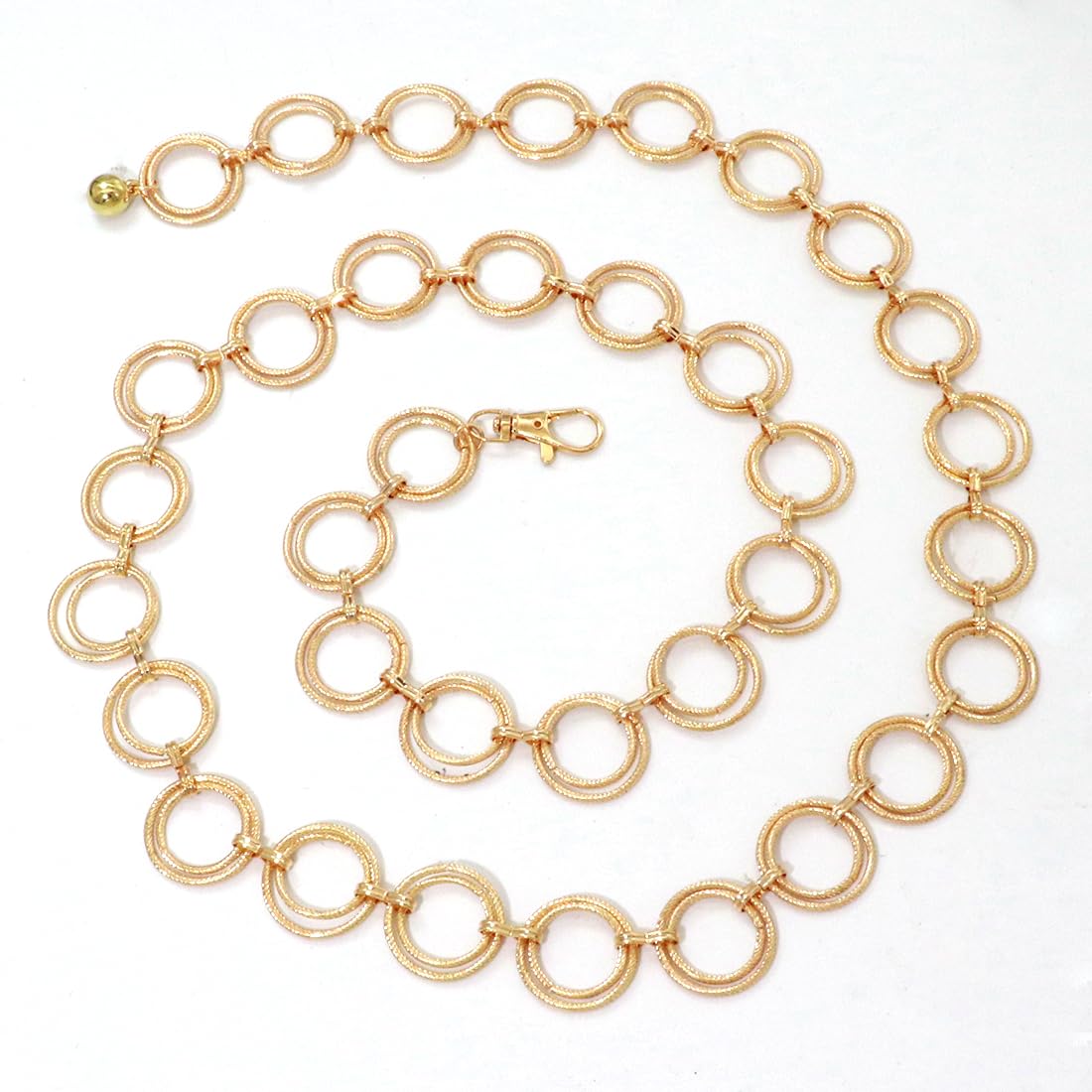 Heyjoin Women's Chain Belts Adjustable Waist Chain Metal Belly Link (Double Ring Gold M)