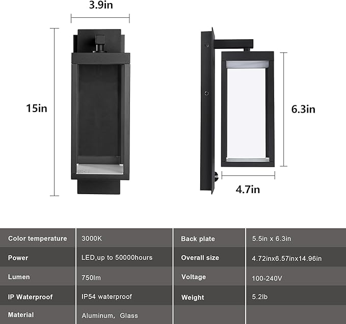 Lustrlach Motion Sensor Outdoor Light Fixtures Wall Mount,Exterior Wall Sconce, Porch Light, Garage Lights, Waterproof Motion Lights for Outside, Garden, Front Door