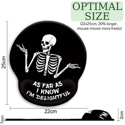 LIMKRIAN Skeleton Mouse Pad, Ergonomic Mouse Pad with Wrist Rest, Gaming Mouse Pad Wrist Support with Non-Slip Pain Relief PU Base, Funny Skull Mouse Pads for Desk, Goth Office Desk Accessories Decor