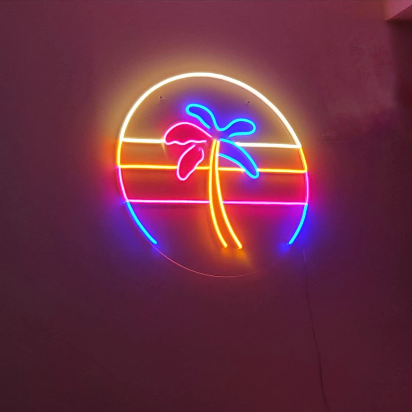 Sunset&Sea LED Neon Signs Palm Tree Neon Lights For Bedroom Decoration Cool Wall Decor For Living Room Boy's Girls Room USB Powered(12 * 12")