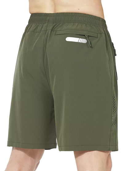 NORTHYARD Men's Athletic Running Shorts Gym Workout 7"/9"/5" Quick Dry Lightweight Sports Basketball Tennis 3 Zipper Pockets ArmyGreen L