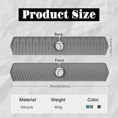 30 Inch Silicone Kitchen Sink Faucet Mat, Adjustable Waterproof Splash Guard