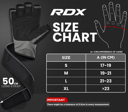 RDX Weight Lifting Workout Gloves with Wrist Support, 50 CM Long Wrist Straps, Anti Slip Padded Palm, Breathable Gym Grip for Fitness Training Powerlifting, Men Women Bodybuilding Exercise
