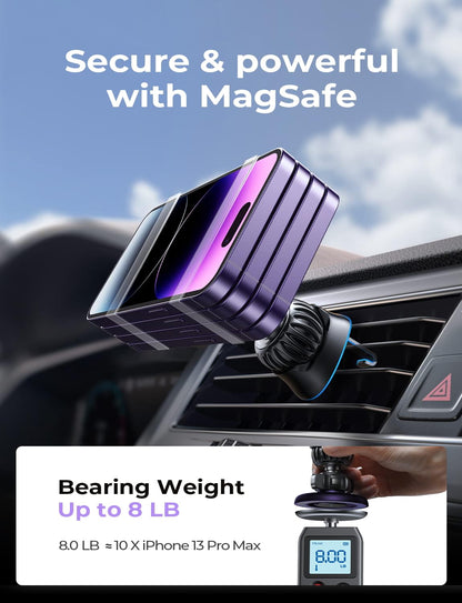 LISEN for MagSafe Car Mount [360° Rotation] Magnetic Phone Holder for Car Vent Phone Mount, Hands Free Phone Mount for Car Accessories, Phone Car Mount for iPhone Includes Vent/Dashboard Mount, Black