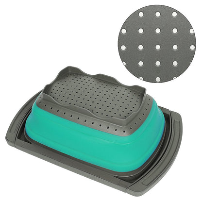 Qimh Colander collapsible, Colander Strainer Over The Sink Vegetable Fruit Strainer Basket (6 Quart) with Extendable Handles, New Kitchen Essentials