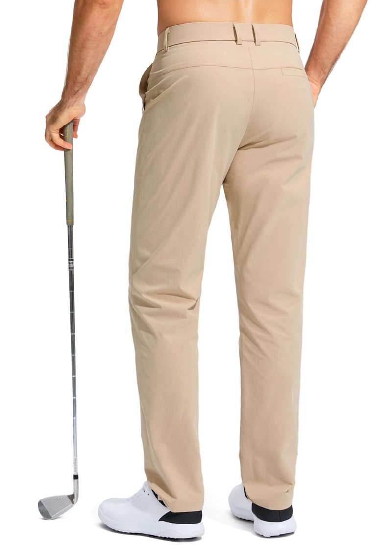 Pudolla Men's Golf Pants Work Dress Comfy Pants Casual Slacks Trousers with Pockets(Khaki 42Wx32L)