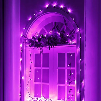 Purple Halloween Lights, 200 LED 66 ft Outdoor Halloween String Lights, 8 Modes Waterproof Decorative LED Purple Fairy Lights for Home Yard Patio Wedding Room Party Decoration