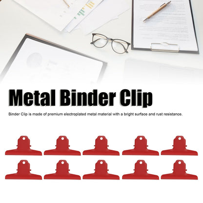 10 Pcs Large Bulldog Clips, 3.9 Inch Large Paper Clips Metal Binder Clips, Strong Paper Clamps for Home Office School Kitchen Supplies, Multi-Purpose File Holder & Food Bag Sealing Clip, Red