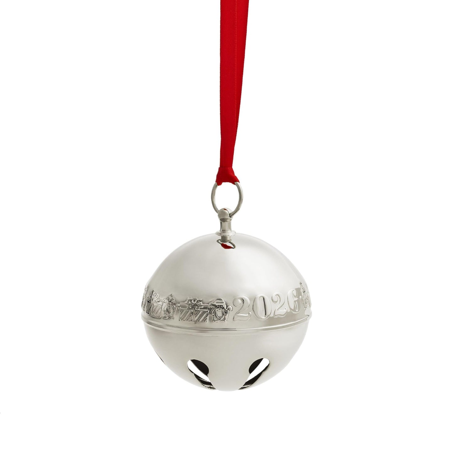 Wallace 2026 Silver-Plated Sleigh Bell Ornament 56th Edition - Penguins and Presents Annual Collectible Holiday Bell with Gift Box