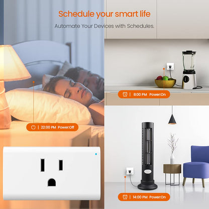 TENDA SP6 Smart Plug WiFi Outlet Switch, Works with Alexa & Google Assistant for Voice Control, Remote Control via App, Timer & Schedule Function, 15A Easy Install, Compact Design, FCC ETL Certified