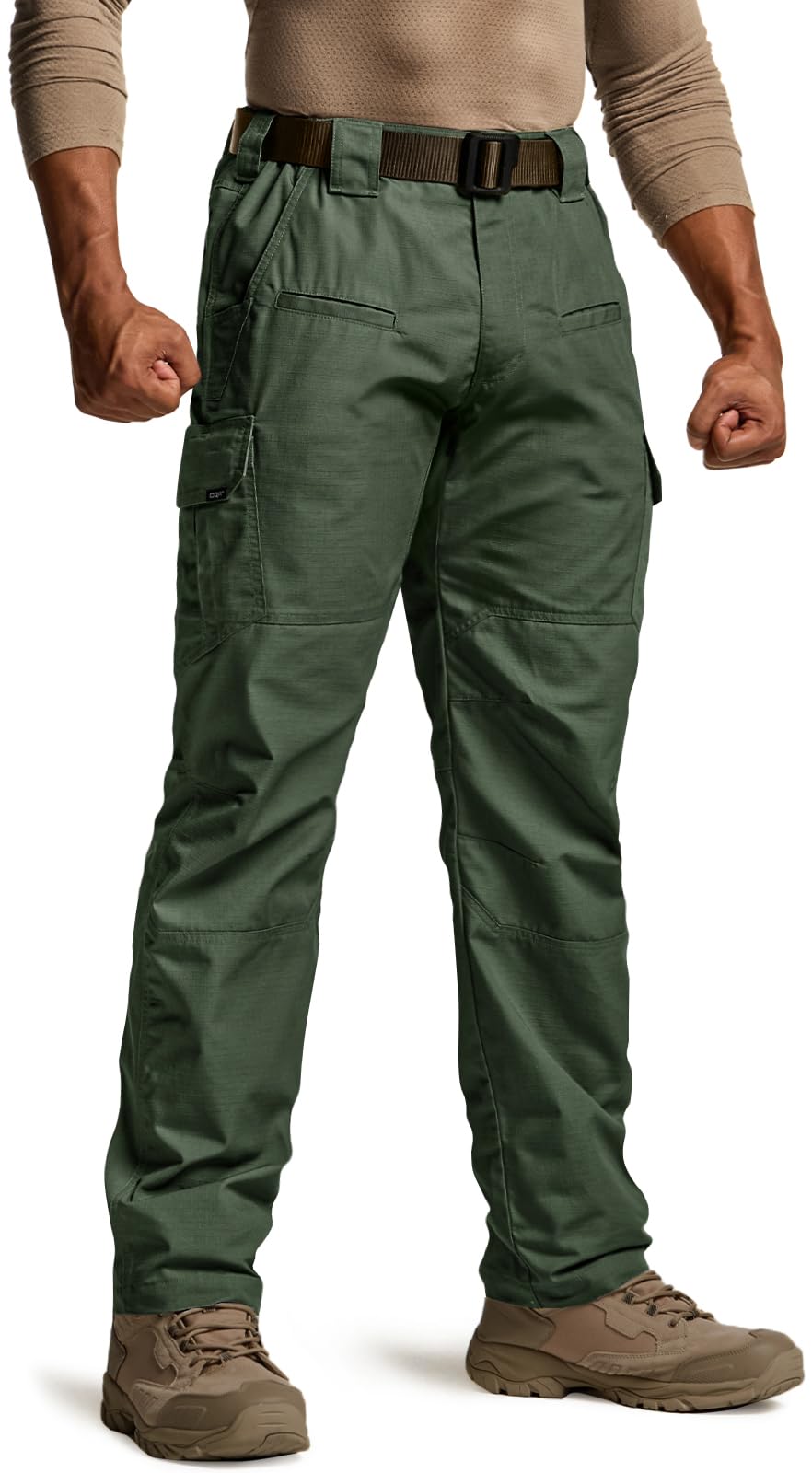 CQR Men's Tactical Pants, Water Resistant Ripstop Cargo Pants, Lightweight EDC Work Hiking Pants, Outdoor Apparel, Raider Green Kelp, 34W x 32L